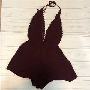 burgundy romper from pacsun